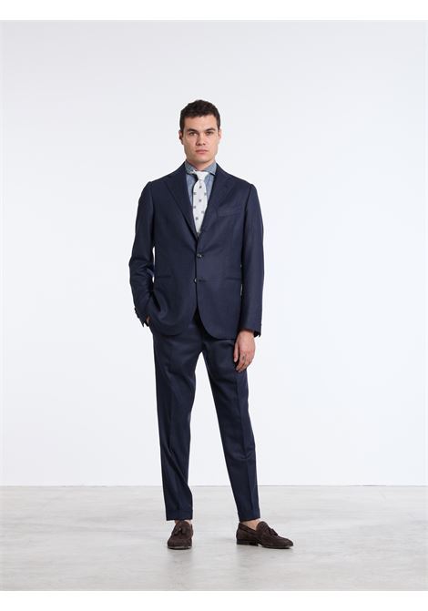 SINGLE-BREASTED PURE WOOL SUIT - BLUE - LUIGI BORRELLI - NAPOLI
